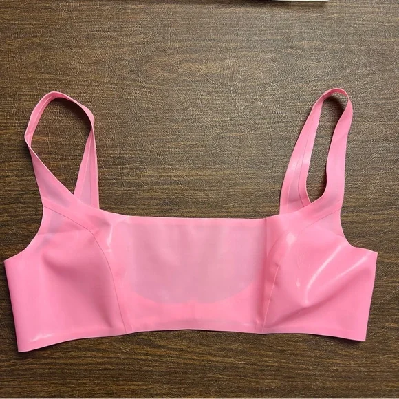 ❌SOLD❌ SKIMS Latex Scoop Neck Bralette Neon Rose- Size Large - Picture 3 of 5
